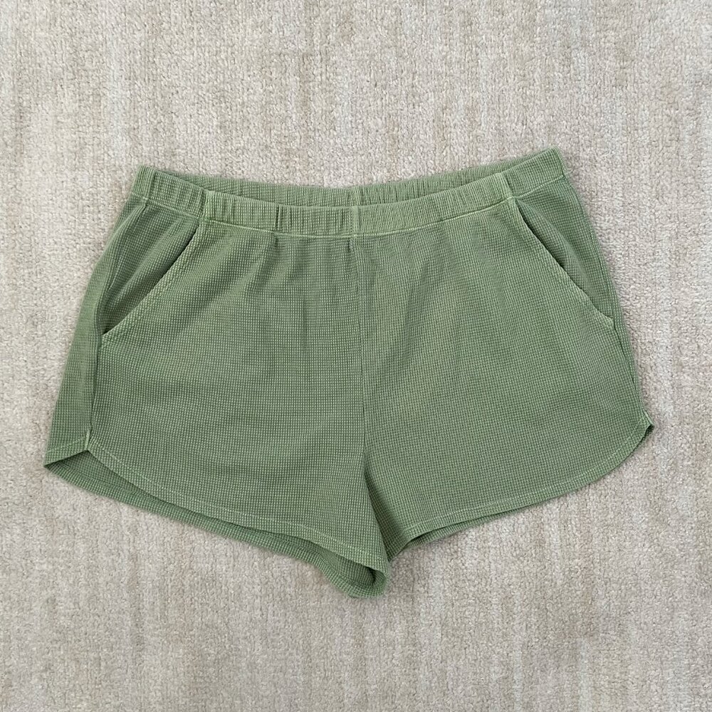 3 for $6 SO The Cozy Shortie Cotton Waffle Knit Pull On Green Shorts XL